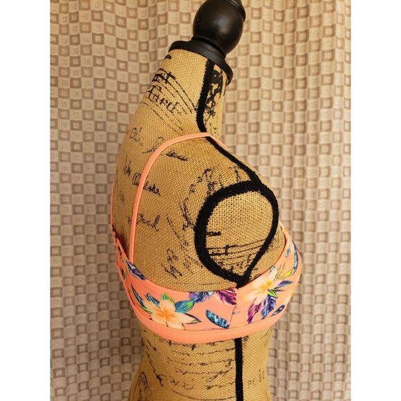 Girls Bikini Top Neon Floral Swimwear Bathing suit Top XL 14/16 NWT - Picture 3 of 9